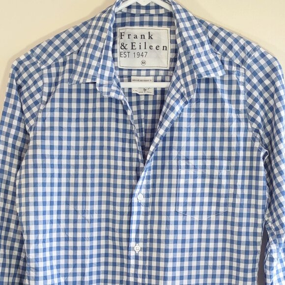 Frank & Eileen Blue & White GinghamRelaxed 'Barry Button Up Shirt Women XS - Picture 6 of 9